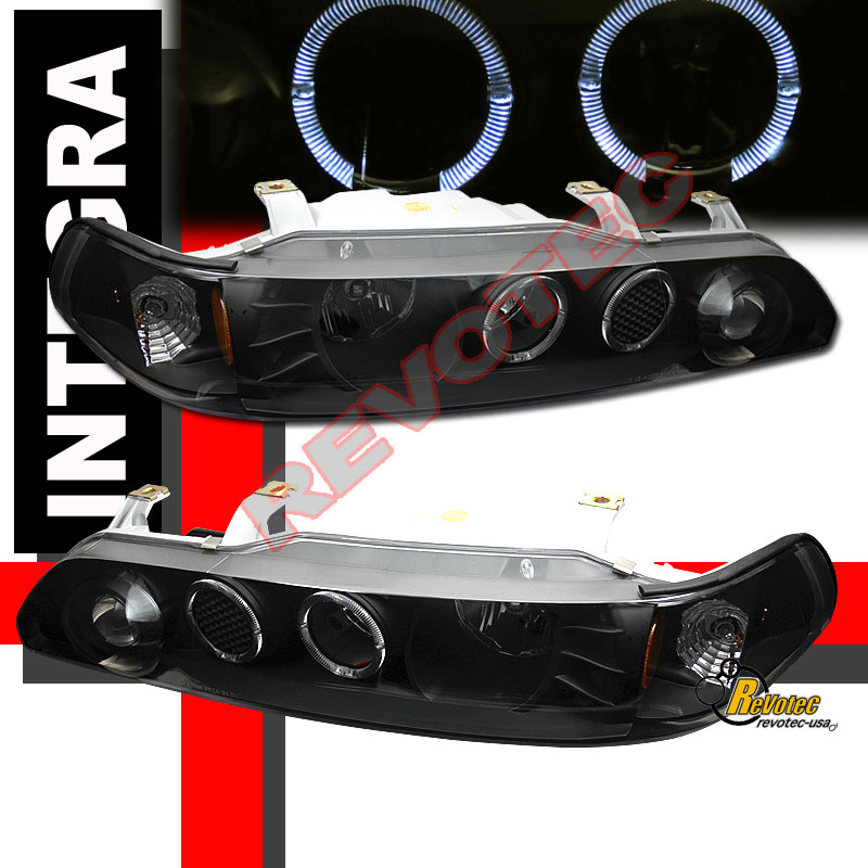 1990 1993 Acura Integra Dual Halo Rims Angel Eyes Projector Headlights